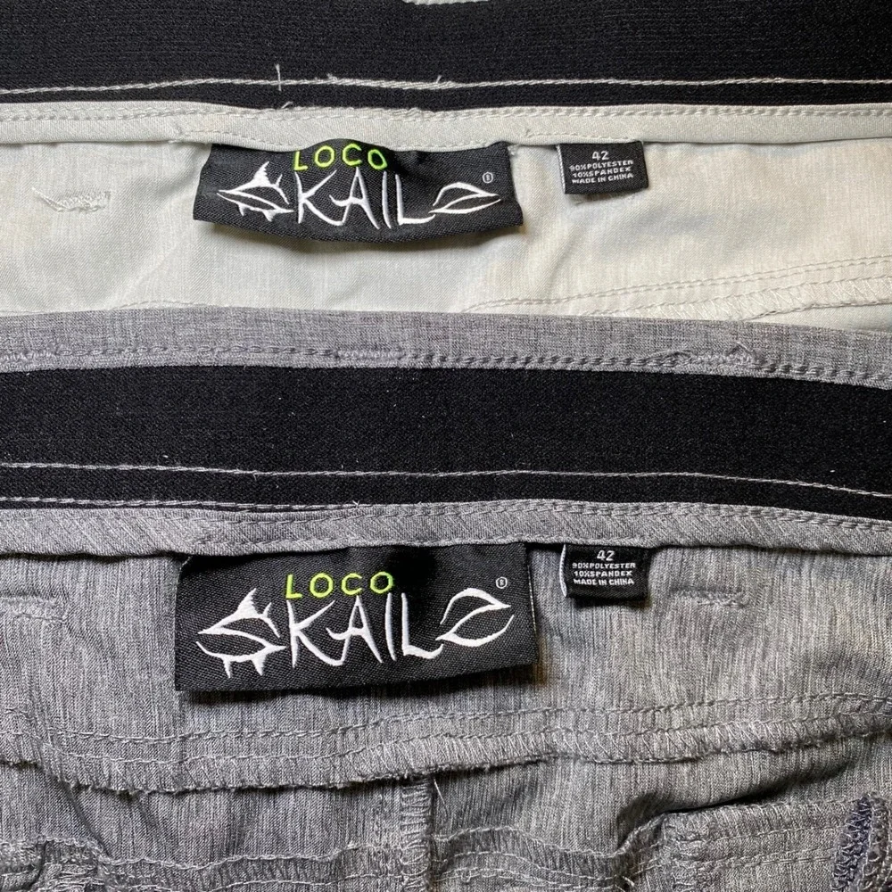 Loco Skail Performance Fishing Hybrid Shorts‎ Mens 42 Gray Tan 2 Pair Bundle
